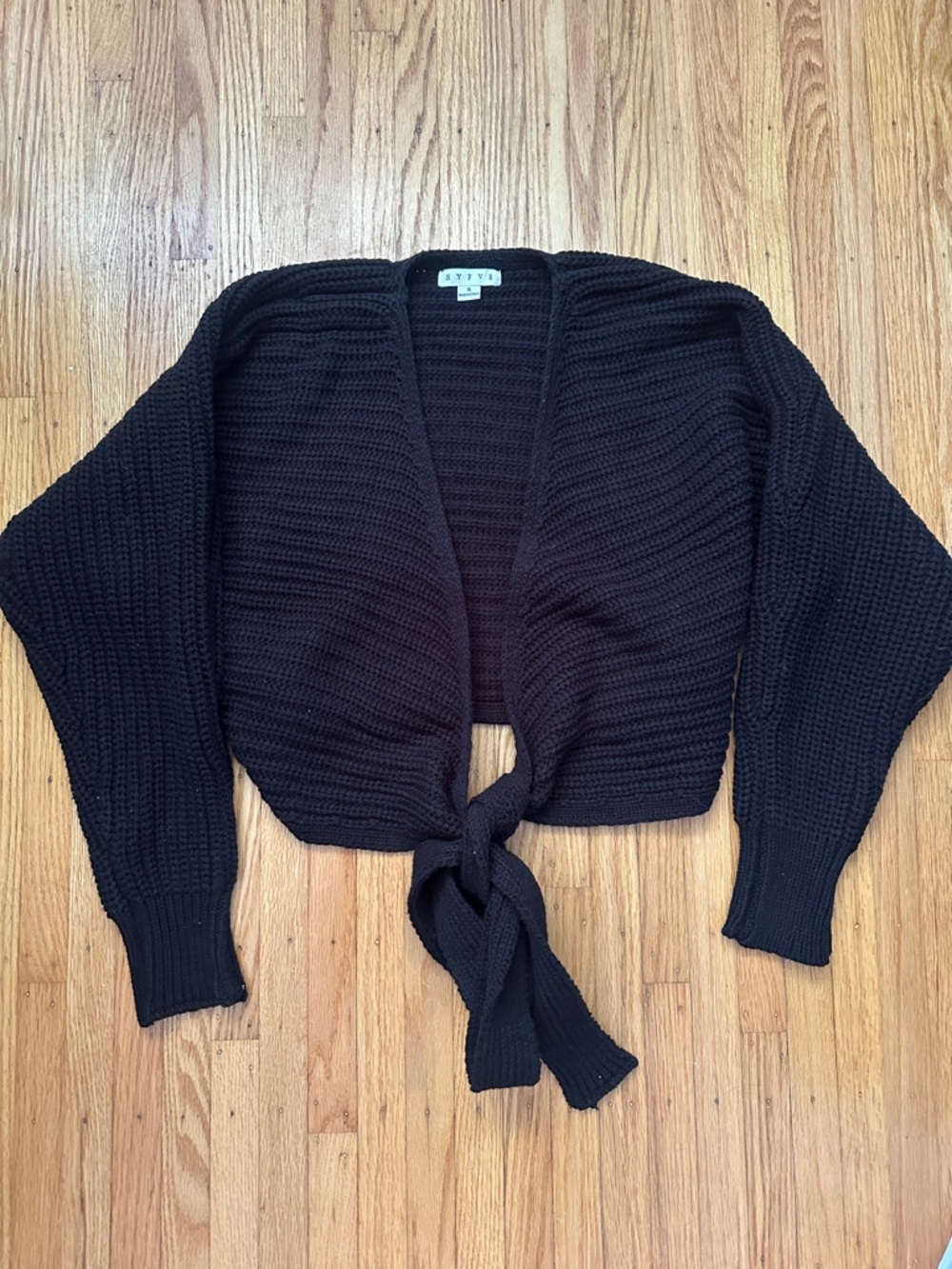 HYFVE Black Tie-Front Cropped Cardigan